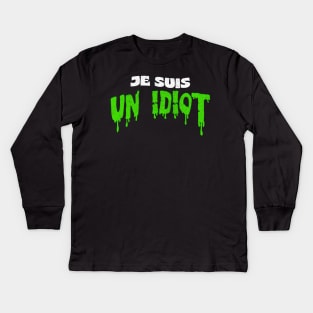 Je Suis Un Idiot /// Retro Faded-Style Iggy Pop Fan Art Kids Long Sleeve T-Shirt